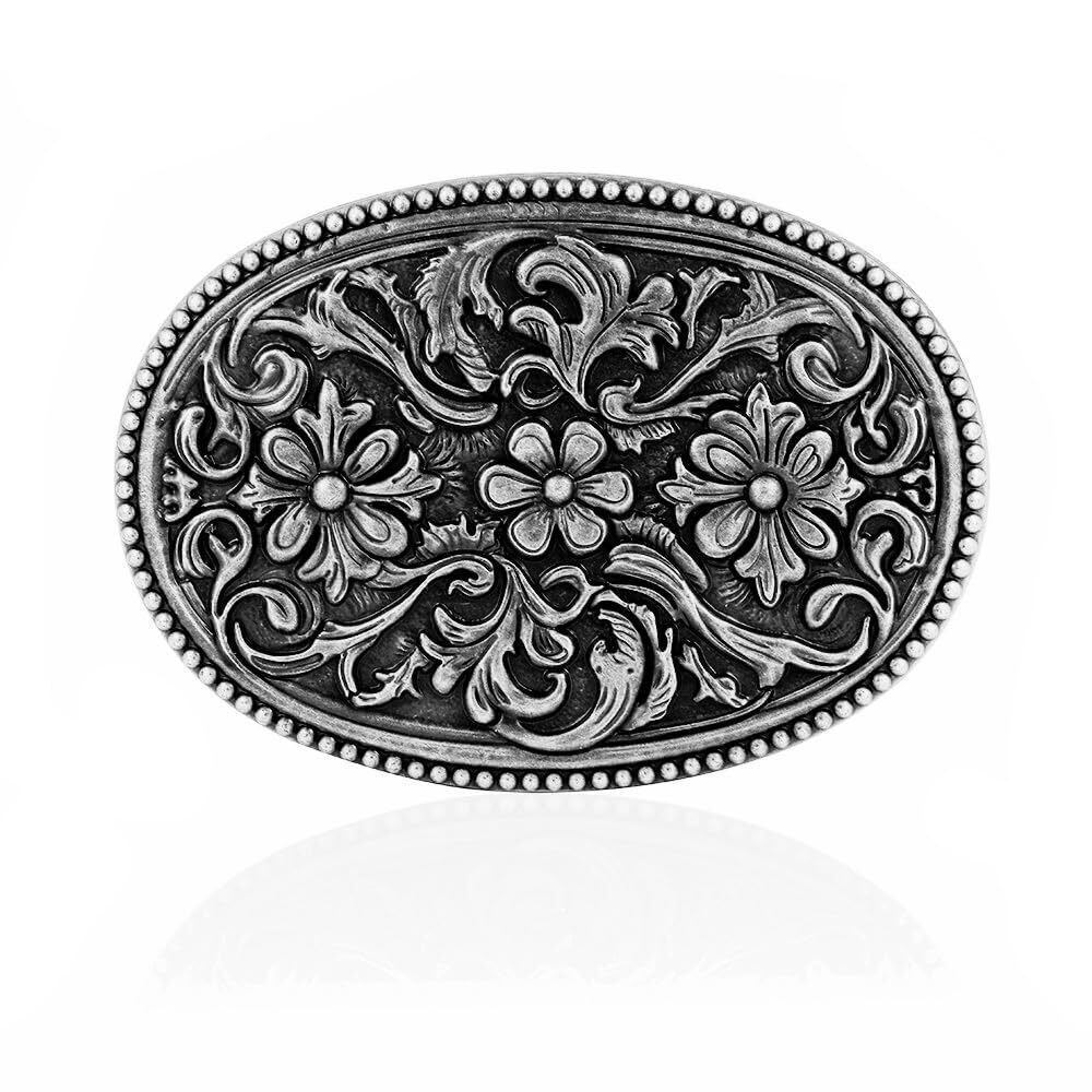 6488 Western Belt Buckle Cowboy Buckle Groomsman Rodeo Floral Style Belt